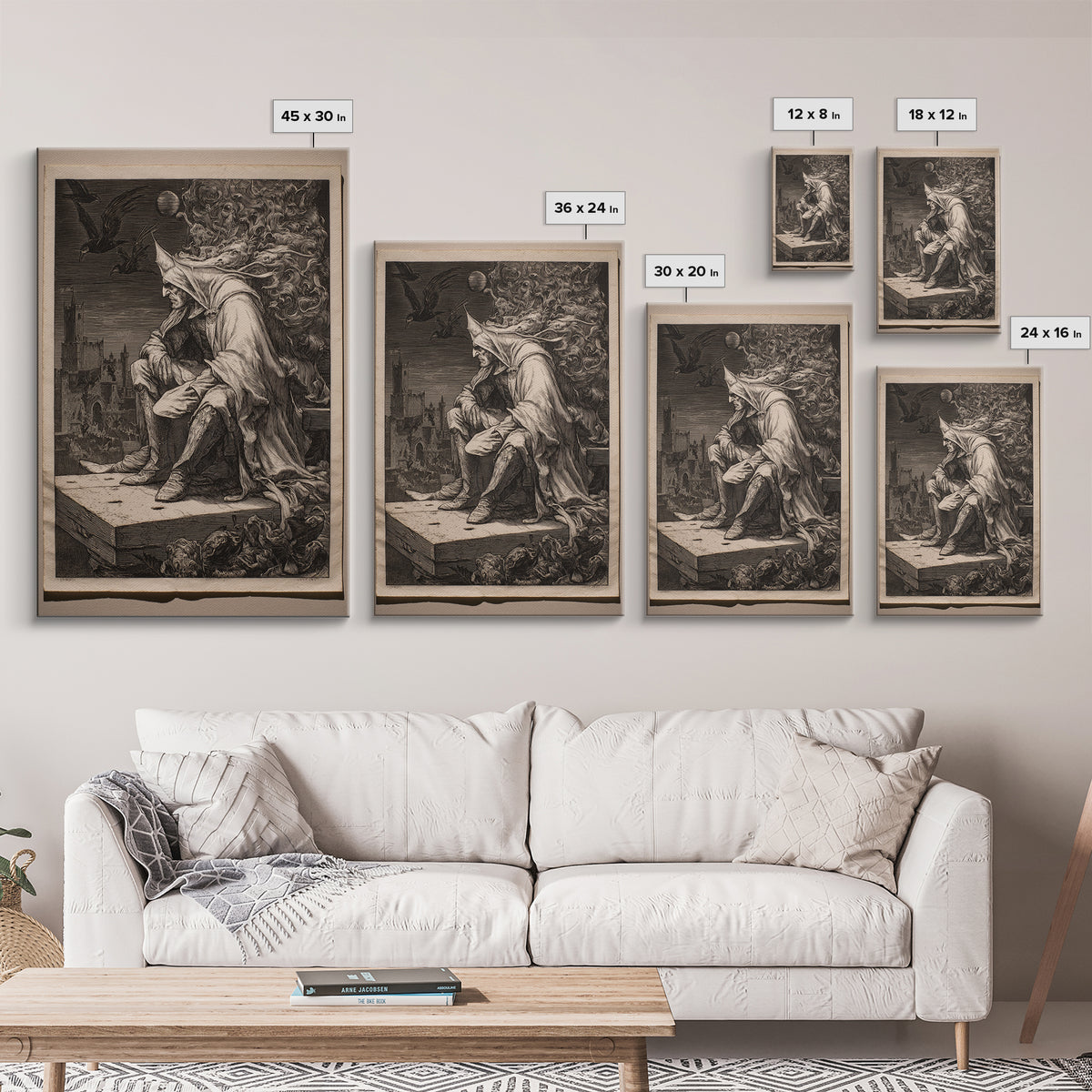 The Bat Prince, Renaissance Engraving Art, Vertical Wall Art, Macabre Wall Art, Canvas Print, Halloween Wall Art, Halloween Decor