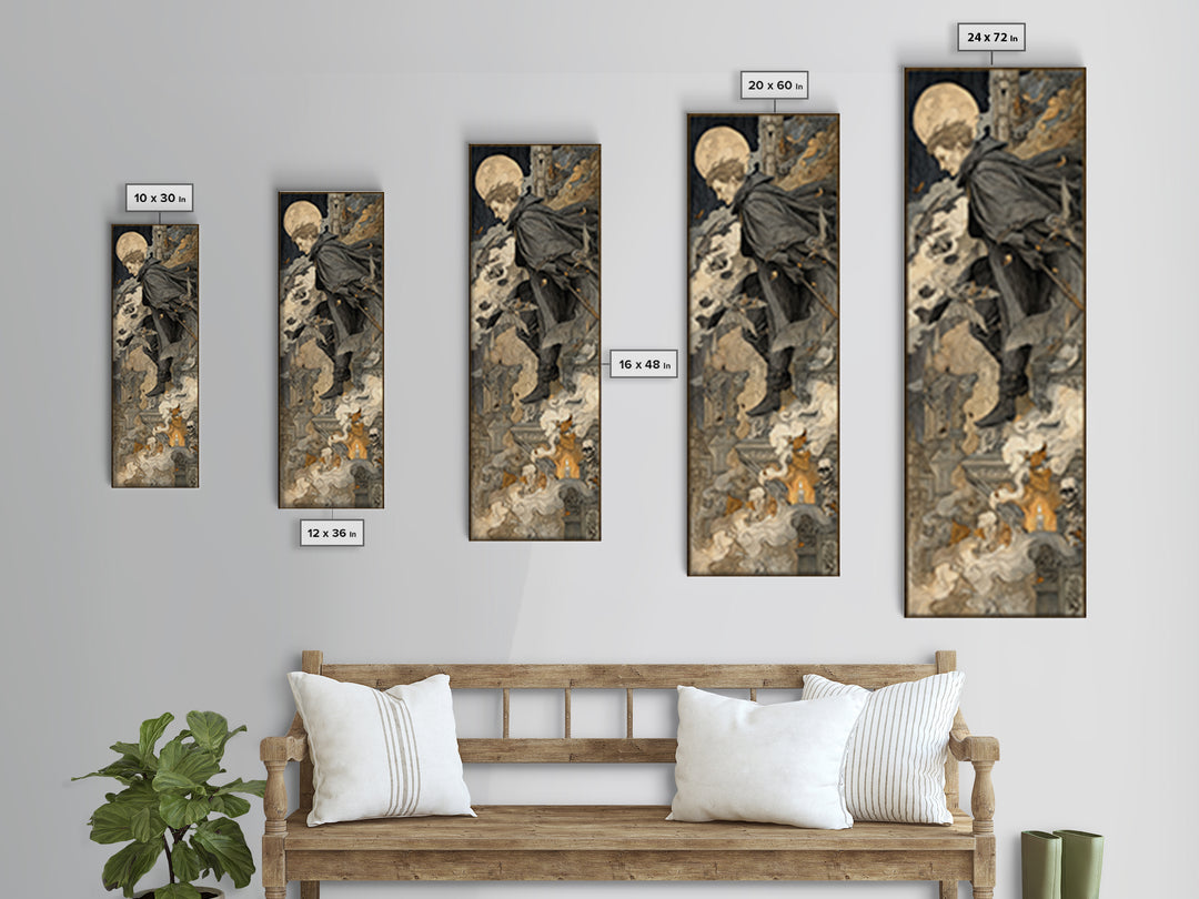 The Bat Prince, Danse Macabre Art, Tall Narrow Wall Art, Dark Fantasy Wall Art, Canvas Print, Halloween Wall Art