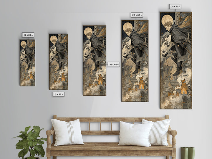 The Bat Prince, Danse Macabre Art, Tall Narrow Wall Art, Dark Fantasy Wall Art, Canvas Print, Halloween Wall Art