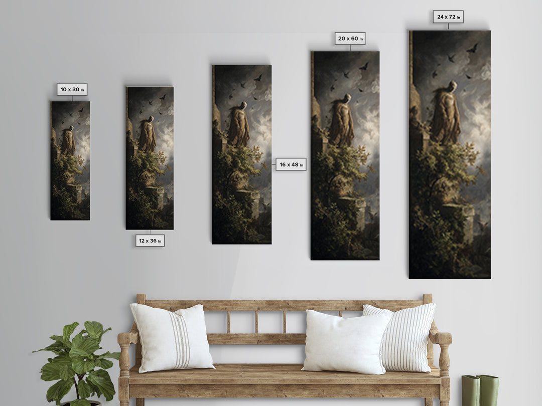 The Bat Prince, Baroque Witchcraft Art, Tall Narrow Wall Art, Gothic Horror Wall Art, Framed Canvas Print, Halloween Wall Art