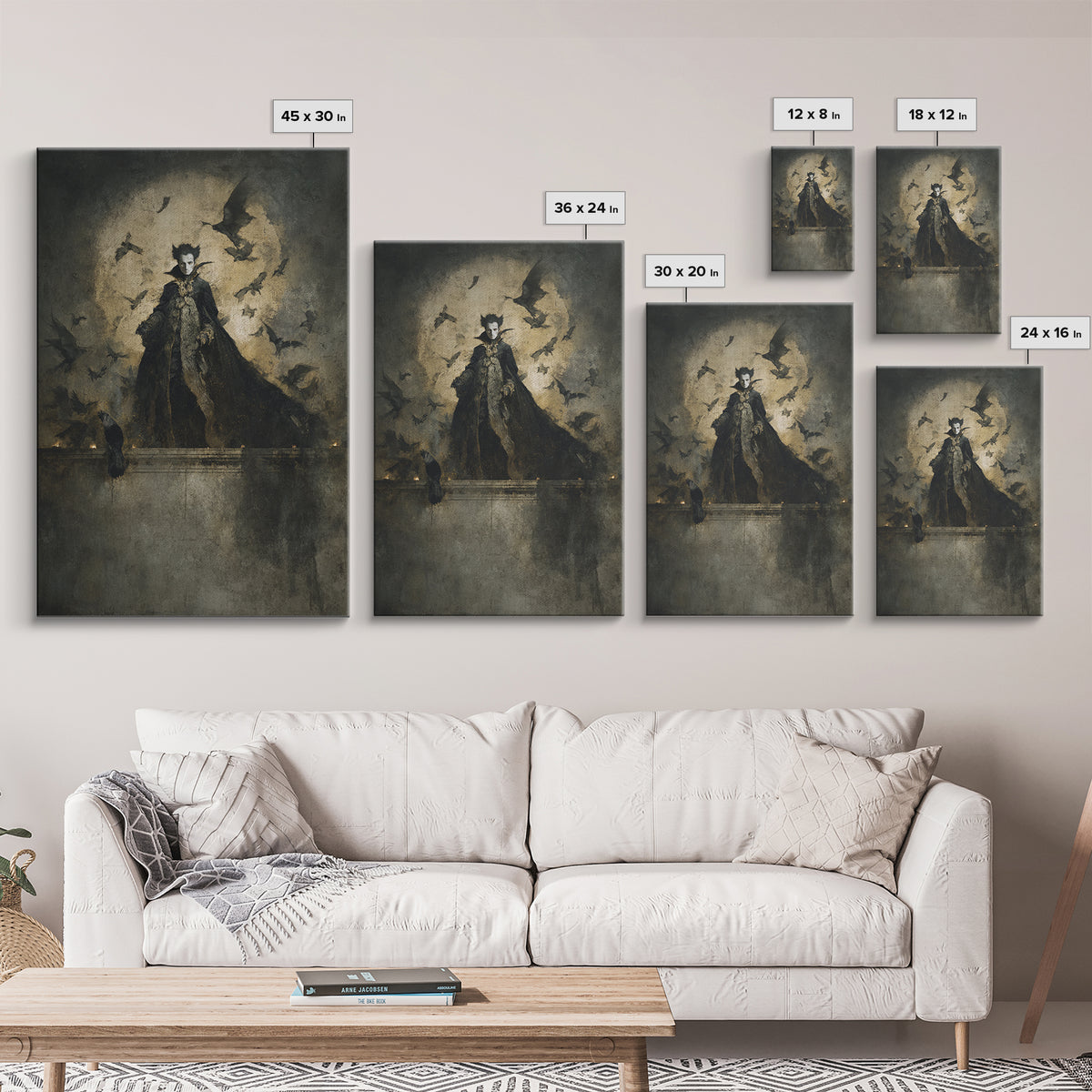 The Bat Prince, Dark Romantic Horror Art, Vertical Wall Art, Gothic Horror Wall Art, Framed Canvas Print, Halloween Wall Art
