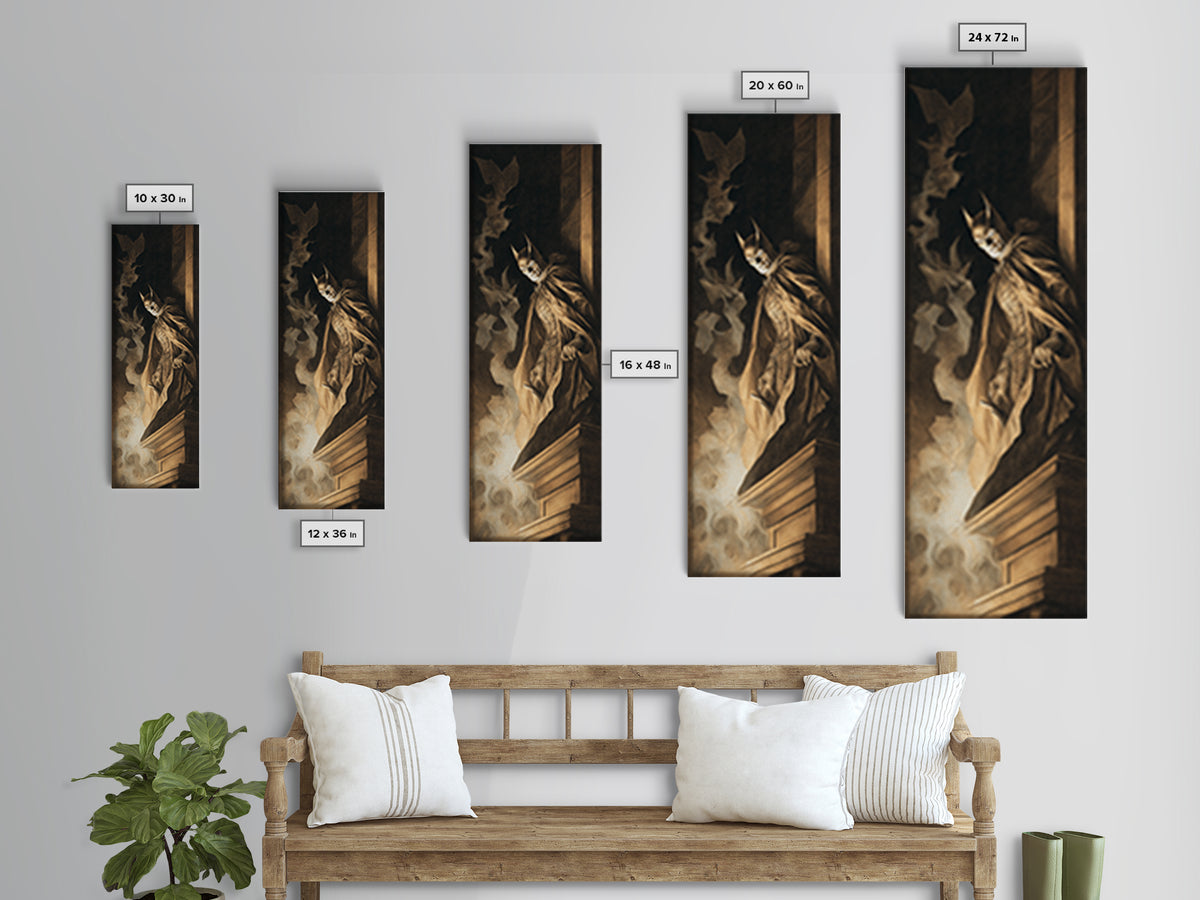 The Bat Prince, Gothic Nightmare Art, Tall Narrow Wall Art, Gothic Horror Wall Art, Canvas Print, Halloween Wall Art, Gothic Home Decor