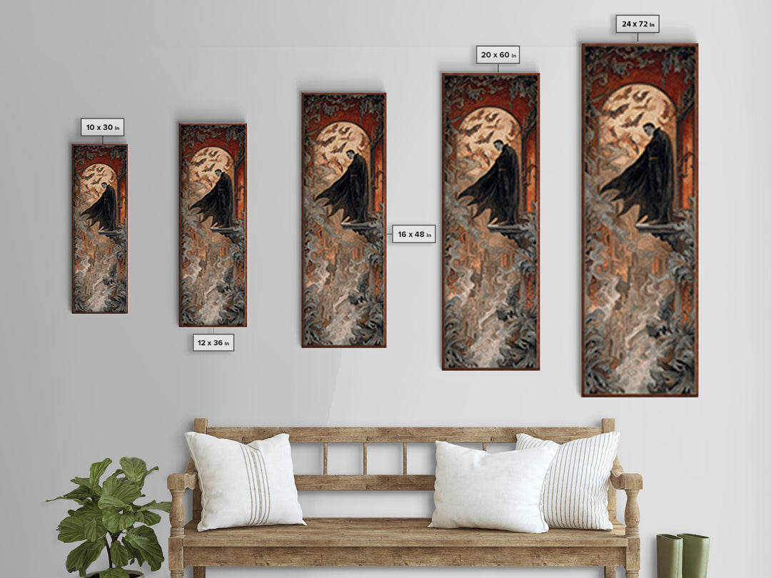 The Bat Prince, Visionary Gothic Art, Tall Narrow Wall Art, Gothic Horror Wall Art, Framed Canvas Print, Halloween Wall Art