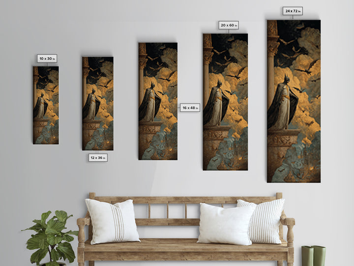 The Bat Prince, Apocalyptic Romantic Art, Tall Narrow Wall Art, Dark Fantasy Wall Art, Canvas Print, Halloween Wall Art, Dark Fantasy Art
