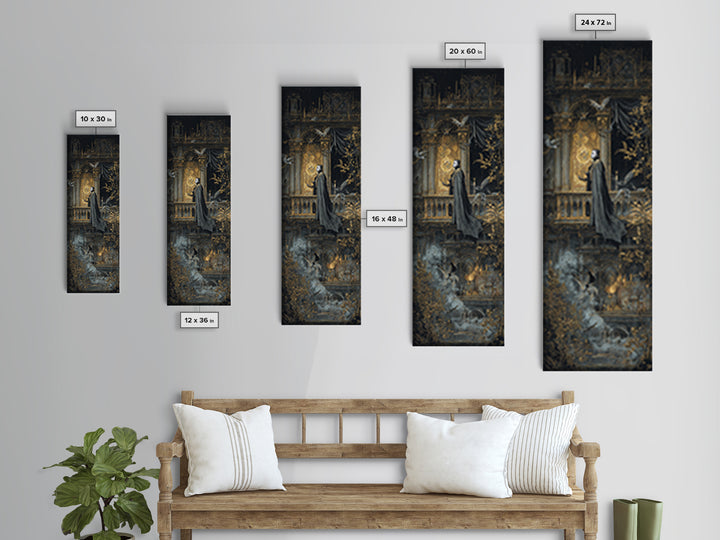 The Bat Prince, Ornate Symbolist Art, Tall Narrow Wall Art, Dark Halloween Decor, Canvas Print, Halloween Wall Art