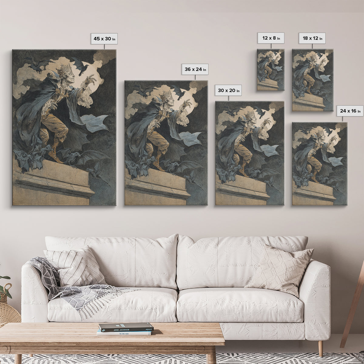 The Bat Prince, Decadent Gothic Art, Vertical Wall Art, Dark Halloween Decor, Canvas Print, Halloween Wall Art, Gothic Home Decor