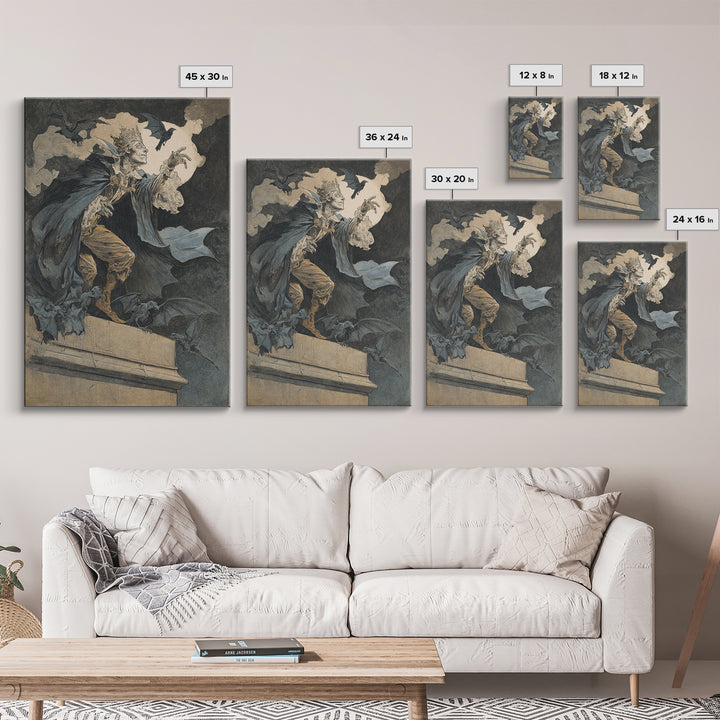 The Bat Prince, Decadent Gothic Art, Vertical Wall Art, Dark Halloween Decor, Canvas Print, Halloween Wall Art, Gothic Home Decor