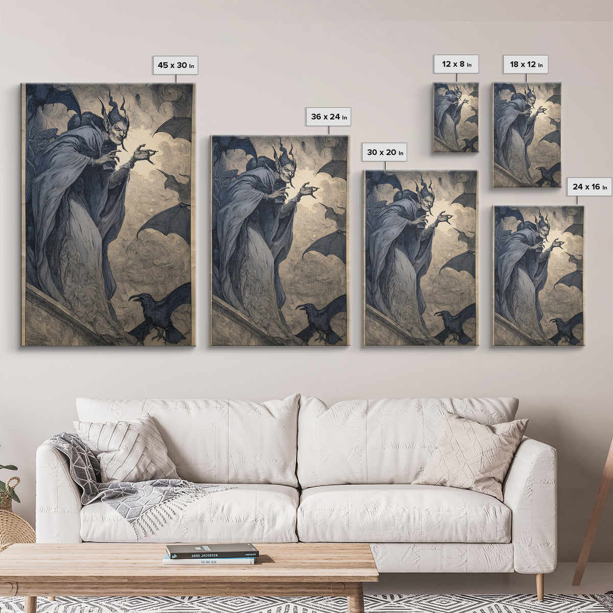 The Bat Prince, Expressionist Gothic Art, Vertical Wall Art, Macabre Wall Art, Framed Canvas Print, Halloween Wall Art, Horror Wall Art