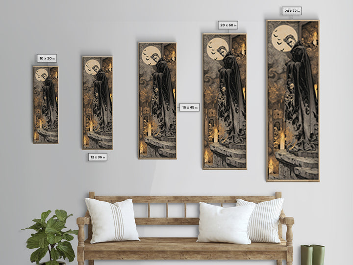 The Bat Prince, Macabre Folk Print Art, Tall Narrow Wall Art, Macabre Wall Art, Canvas Print, Halloween Wall Art