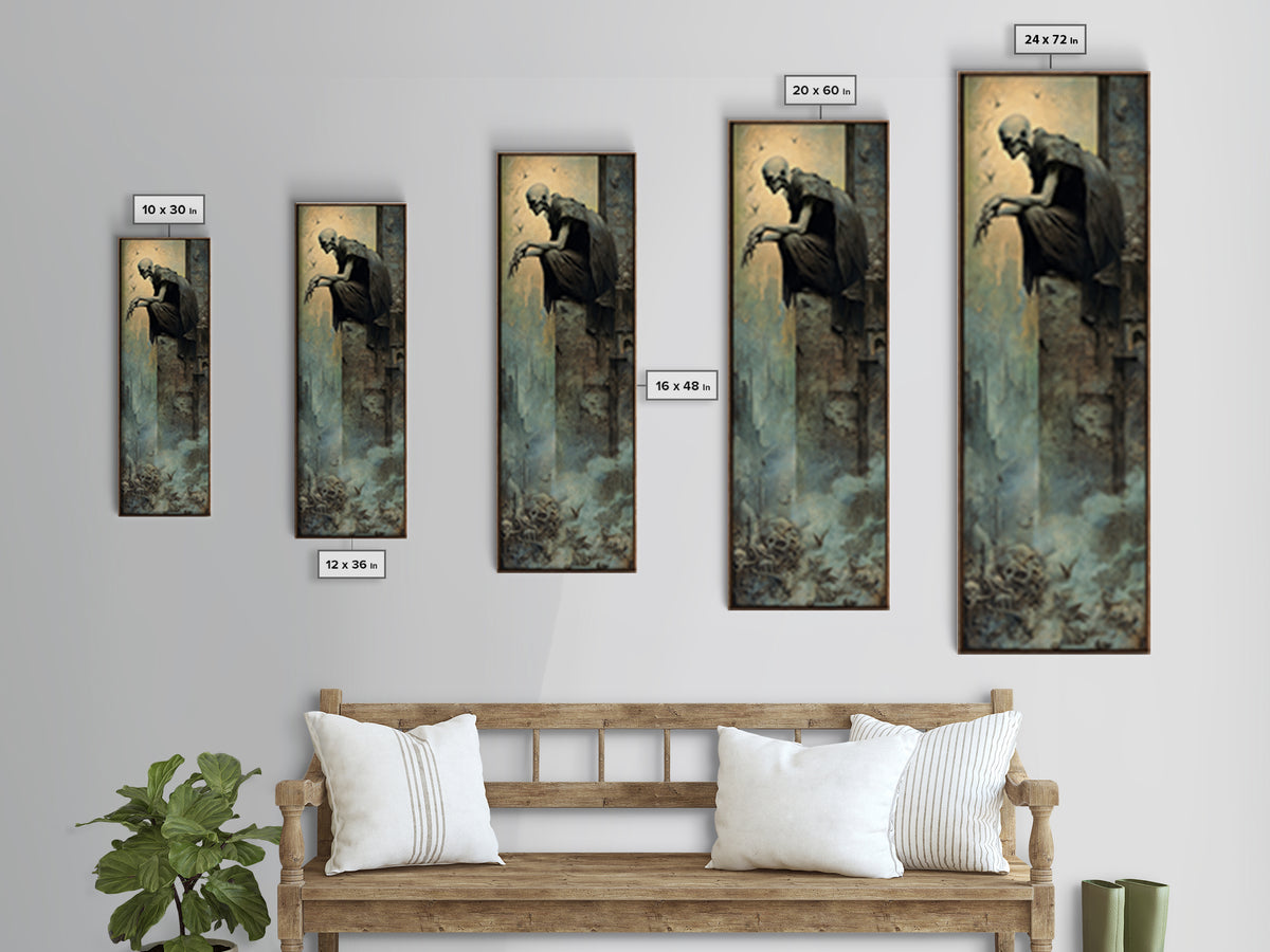 The Bat Prince, Surreal Apocalyptic Art, Tall Narrow Wall Art, Dark Fantasy Wall Art, Framed Canvas Print, Halloween Wall Art