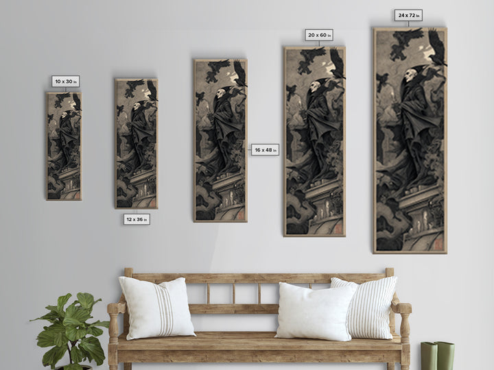 The Bat Prince, Biomechanical Horror Art, Tall Narrow Wall Art, Dark Fantasy Wall Art, Framed Canvas Print, Halloween Wall Art