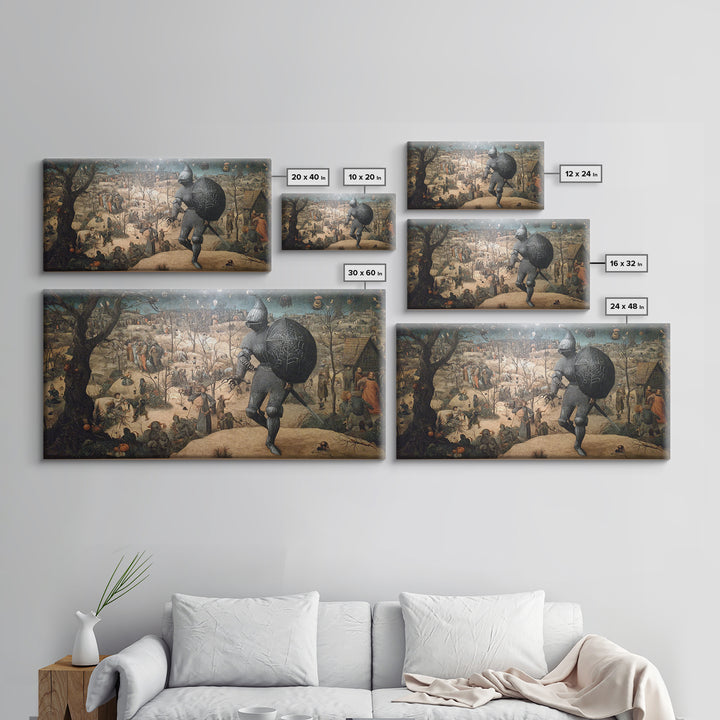 The Spider Knight, Northern Renaissance Horror, Wide Panoramic Art, Macabre Wall Art, Canvas Print, Halloween Wall Art