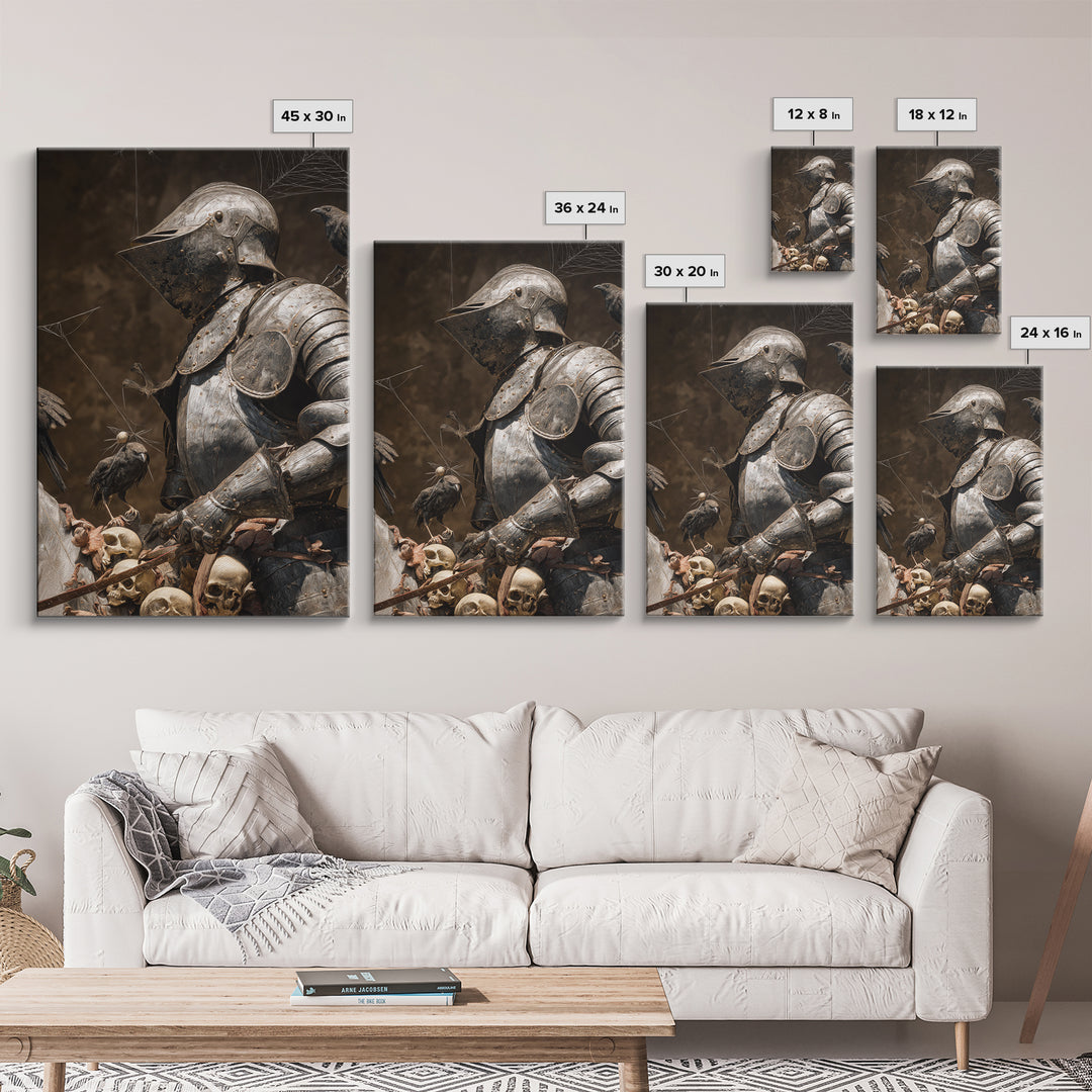 The Spider Knight, Danse Macabre Art, Vertical Wall Art, Macabre Wall Art, Canvas Print, Halloween Wall Art