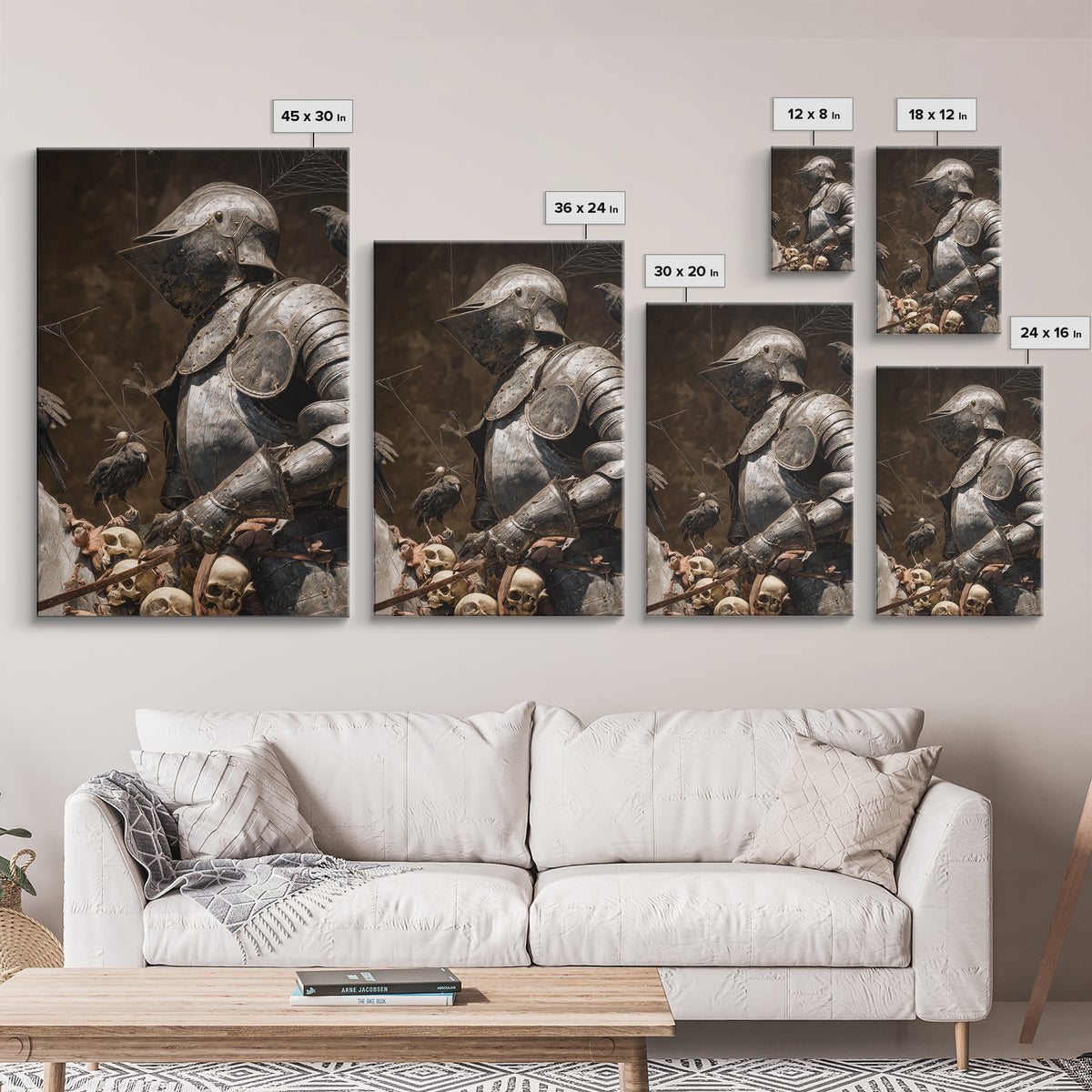 The Spider Knight, Danse Macabre Art, Vertical Wall Art, Macabre Wall Art, Canvas Print, Halloween Wall Art