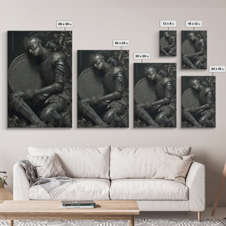The Spider Knight, Gothic Nightmare Art, Vertical Wall Art, Macabre Wall Art, Framed Canvas Print, Halloween Wall Art