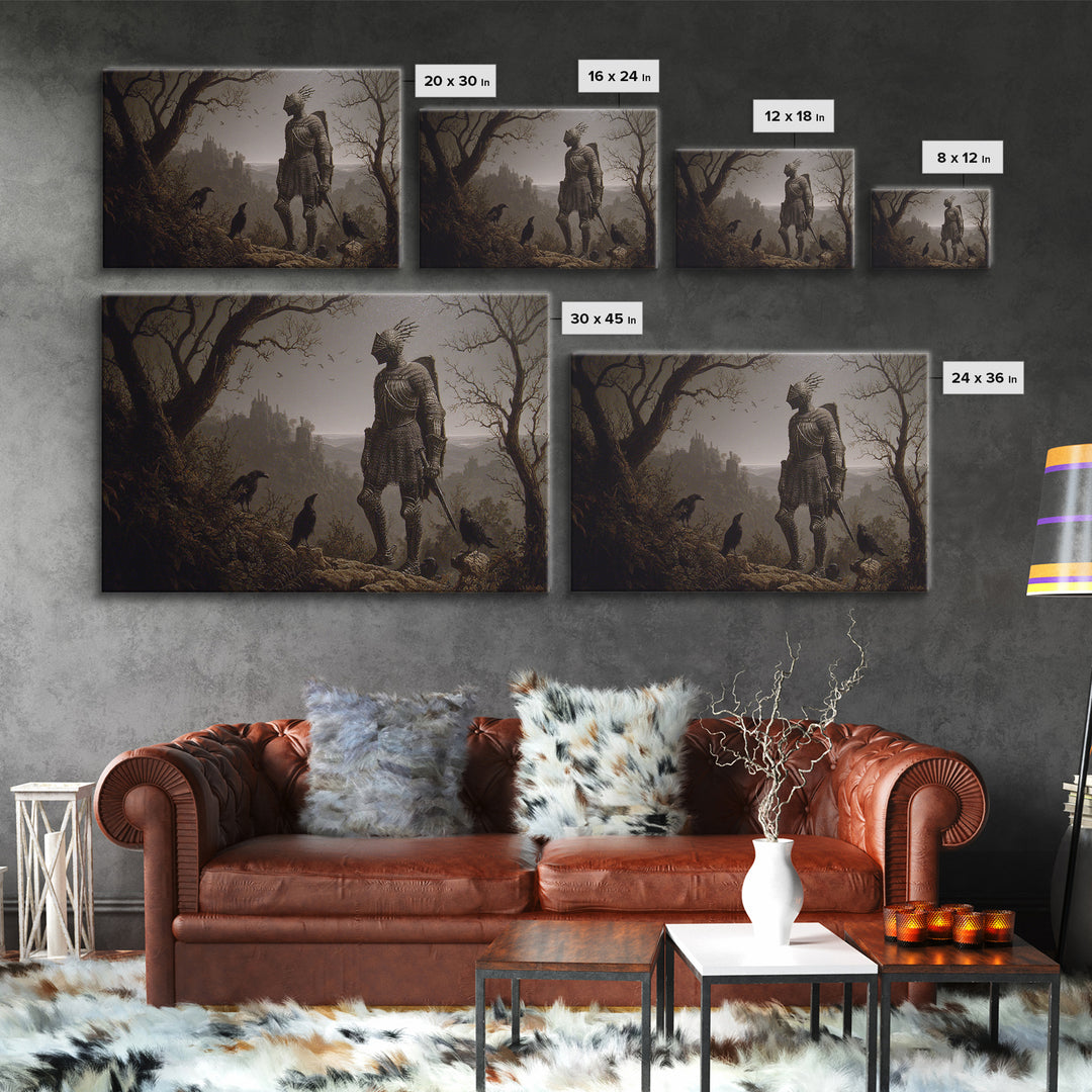 The Spider Knight, Romantic Gothic Landscape, Landscape Wall Art, Dark Halloween Decor, Canvas Print, Halloween Wall Art