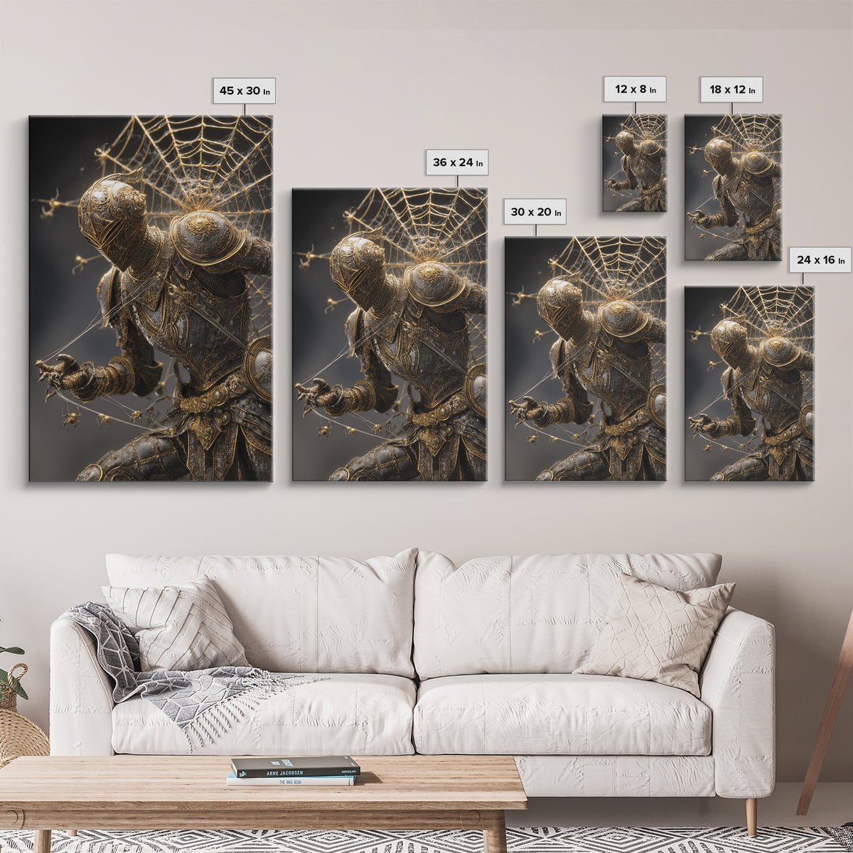 The Spider Knight, Ornate Symbolist Art, Vertical Wall Art, Macabre Wall Art, Canvas Print, Halloween Wall Art, Halloween Decor