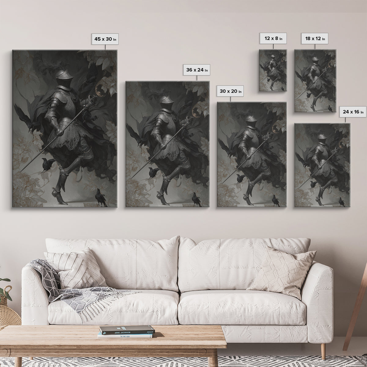 The Spider Knight, Decadent Gothic Art, Vertical Wall Art, Dark Fantasy Wall Art, Framed Canvas Print, Halloween Wall Art
