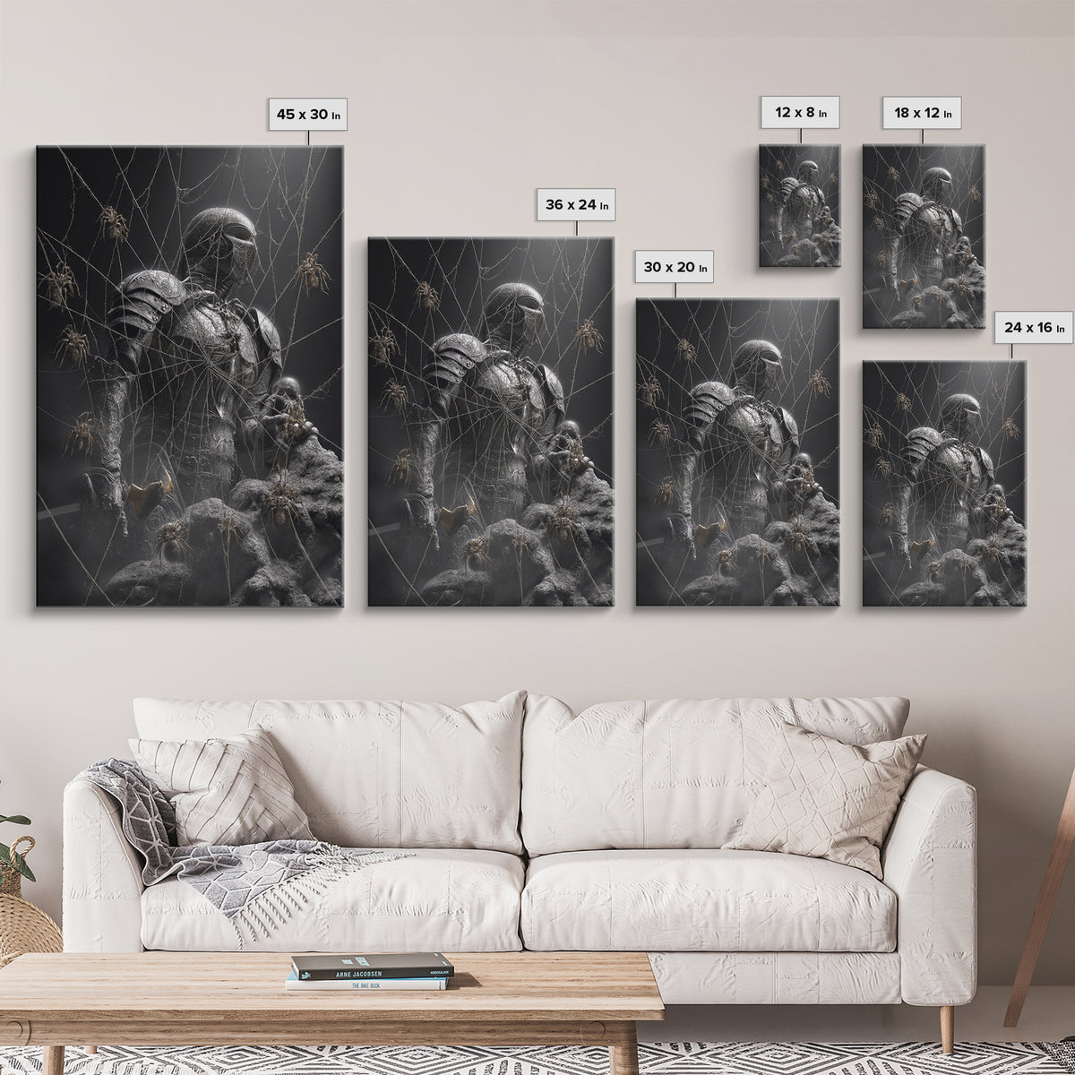 The Spider Knight, Biomechanical Horror Art, Vertical Wall Art, Gothic Horror Wall Art, Canvas Print, Halloween Wall Art, Gothic Home Decor