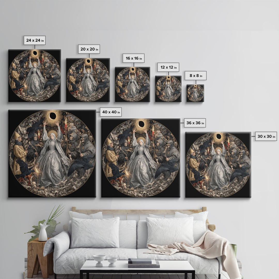 The Moon Priestess, Danse Macabre Art, Square Wall Art, Dark Halloween Decor, Framed Canvas Print, Halloween Wall Art