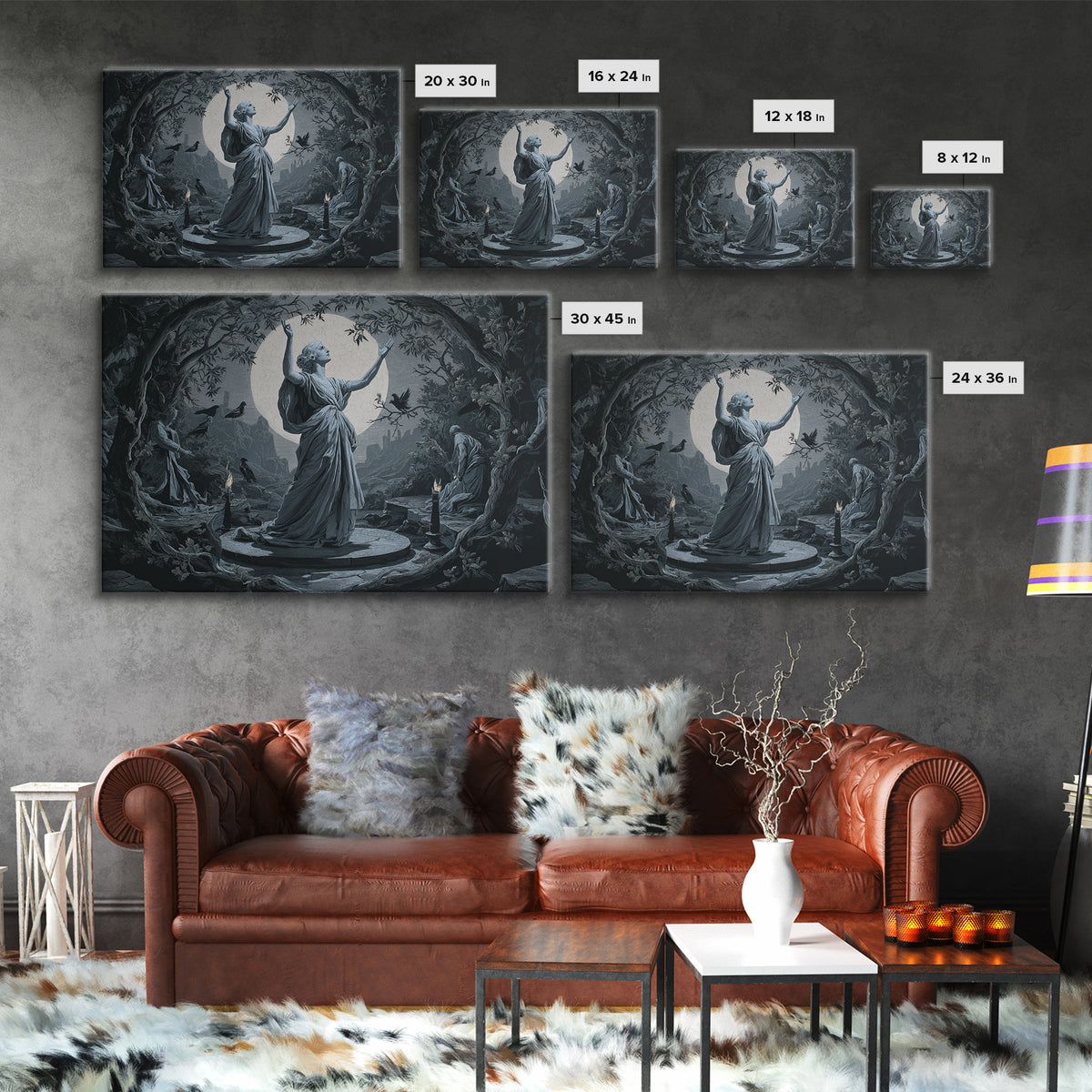 The Moon Priestess, Romantic Gothic Landscape, Landscape Wall Art, Macabre Wall Art, Canvas Print, Halloween Wall Art
