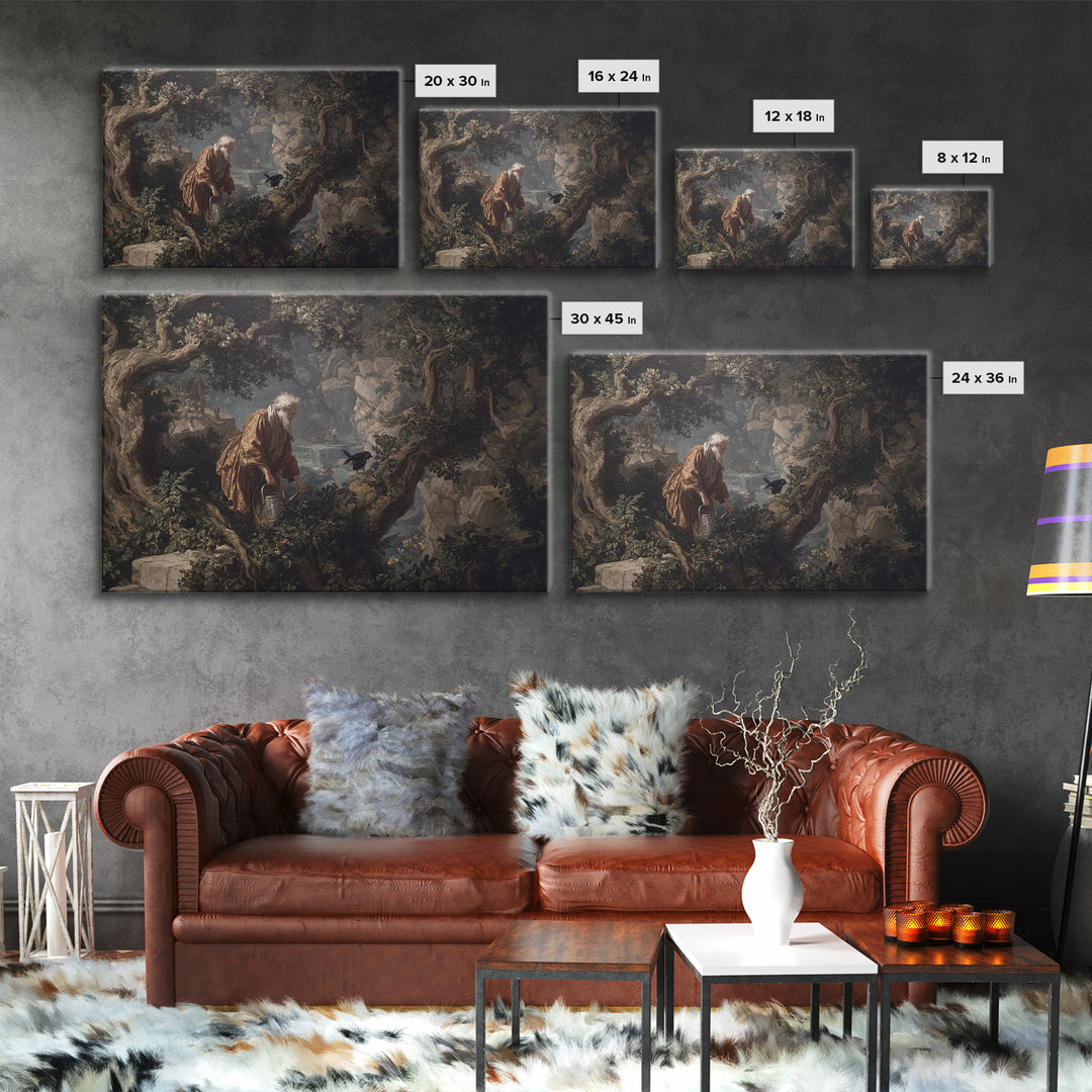 The Graveyard Gardener, Baroque Witchcraft Art, Landscape Wall Art, Macabre Wall Art, Framed Canvas Print, Halloween Wall Art