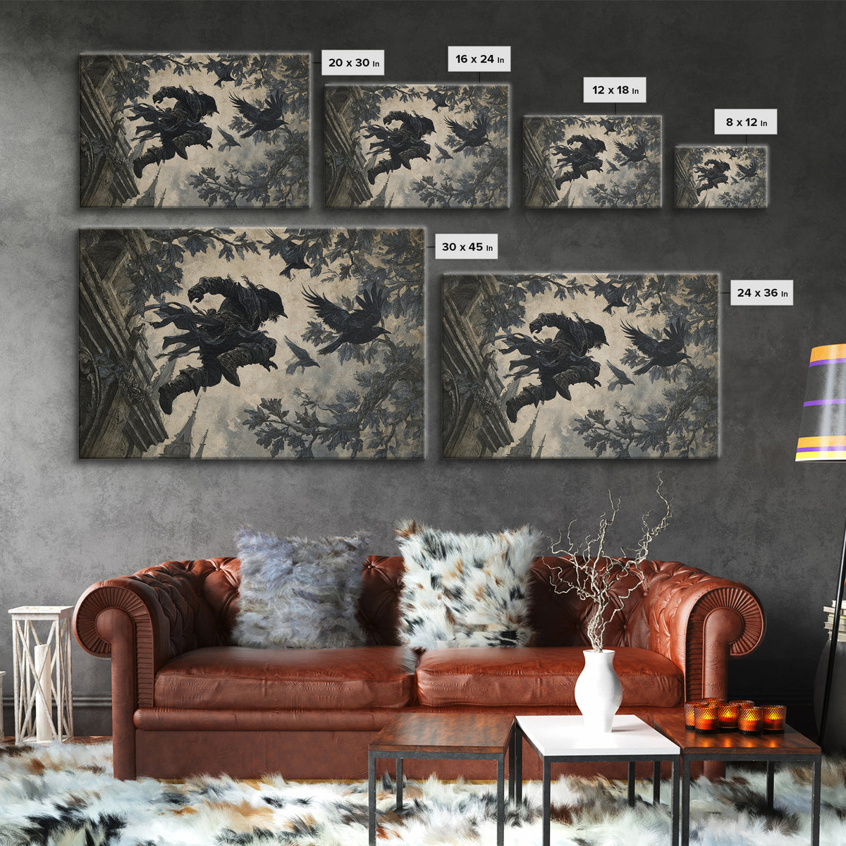 The Crow-Masked Assassin, Romantic Gothic Landscape, Landscape Wall Art, Gothic Horror Wall Art, Framed Canvas Print