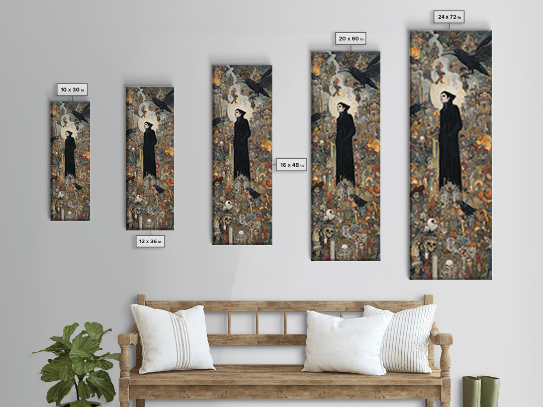 The Crow-Masked Assassin, Grotesque Carnival Art, Tall Narrow Wall Art, Gothic Horror Wall Art, Canvas Print, Halloween Wall Art