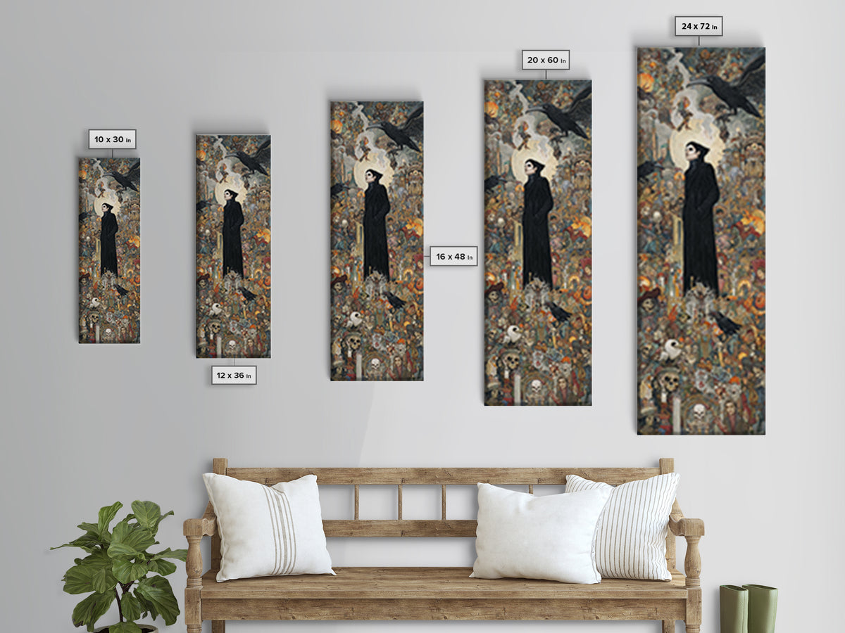 The Crow-Masked Assassin, Grotesque Carnival Art, Tall Narrow Wall Art, Gothic Horror Wall Art, Canvas Print, Halloween Wall Art