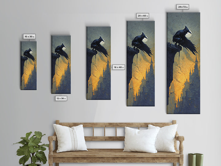 The Crow-Masked Assassin, Surreal Apocalyptic Art, Tall Narrow Wall Art, Dark Halloween Decor, Canvas Print, Halloween Wall Art