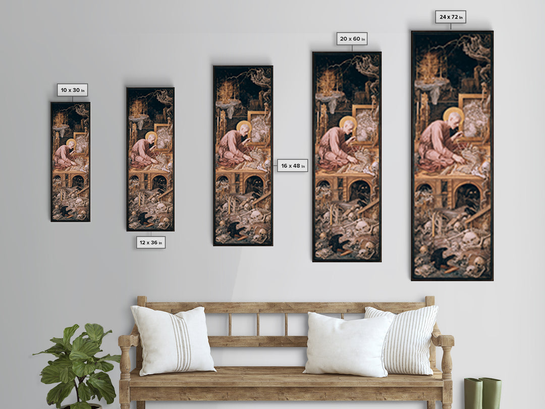 The Bone Sculptor, Dark Renaissance Art, Tall Narrow Wall Art, Dark Halloween Decor, Framed Canvas Print, Halloween Wall Art