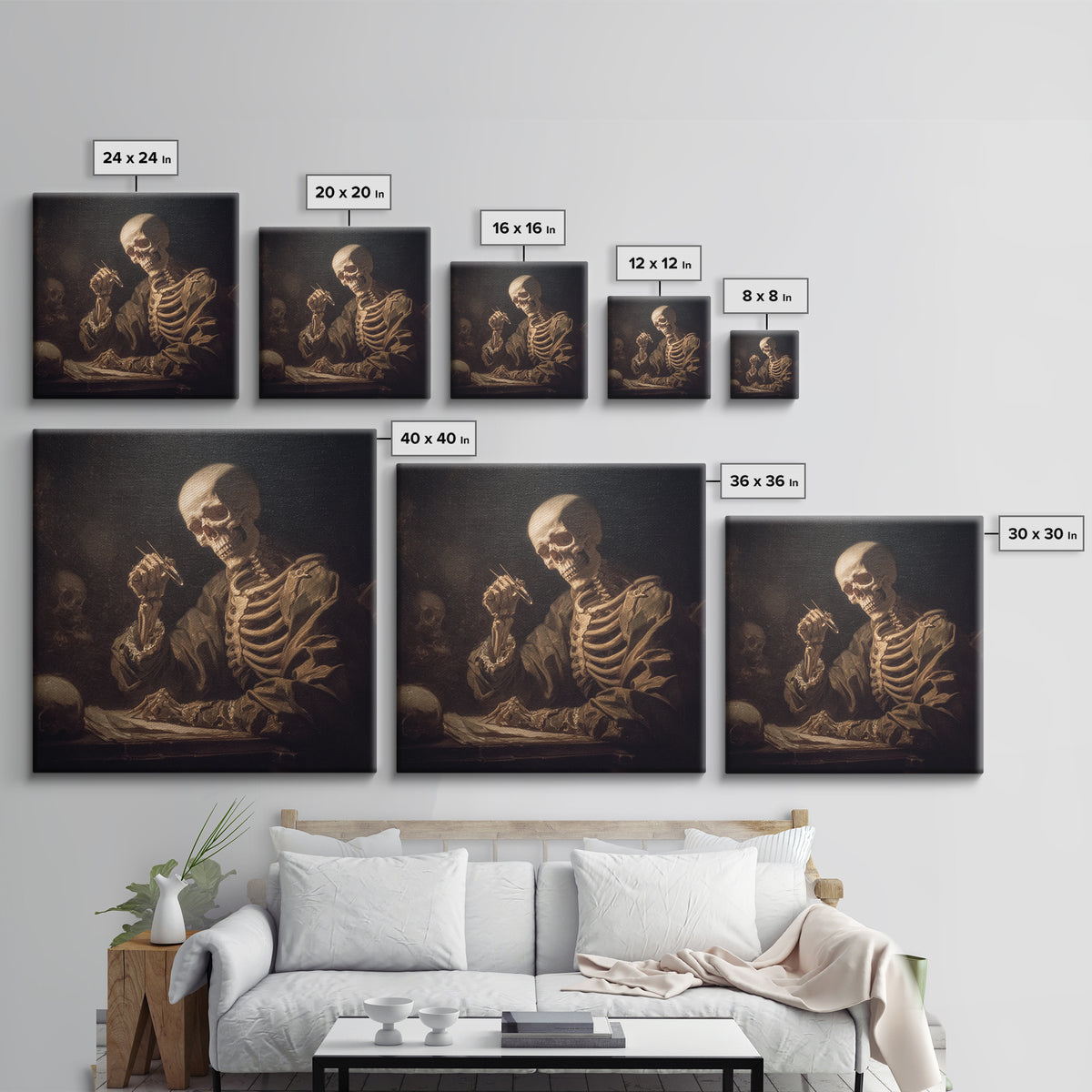 The Bone Sculptor, Gothic Nightmare Art, Square Wall Art, Dark Fantasy Wall Art, Canvas Print, Halloween Wall Art, Gothic Home Decor