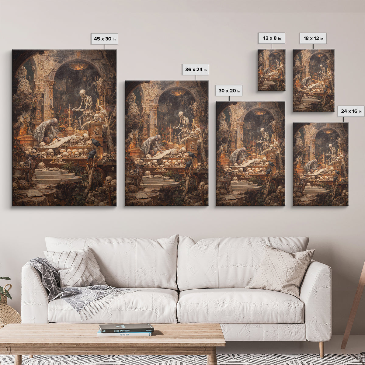 The Bone Sculptor, Ornate Symbolist Art, Vertical Wall Art, Dark Halloween Decor, Canvas Print, Halloween Wall Art, Spooky Wall Decor