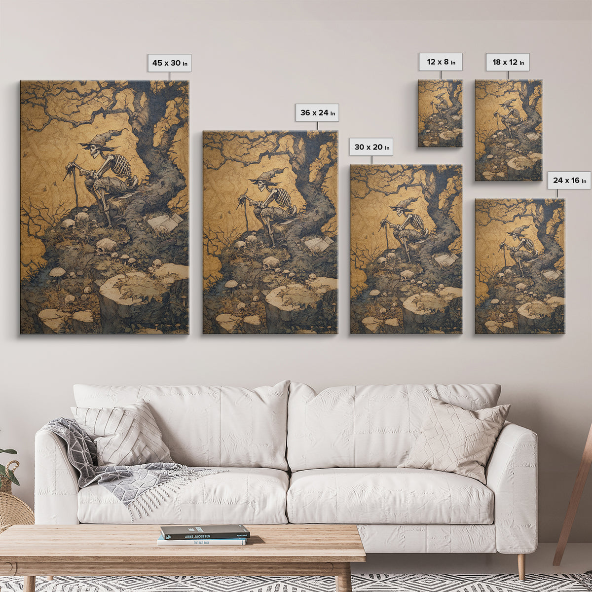 The Bone Sculptor, Gothic Storybook Art, Vertical Wall Art, Macabre Wall Art, Canvas Print, Halloween Wall Art, Dark Fantasy Art