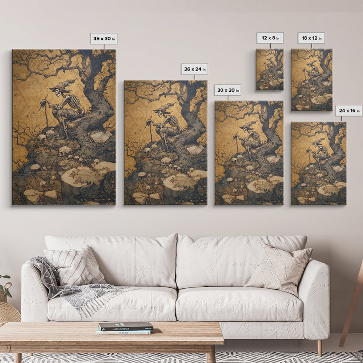 The Bone Sculptor, Gothic Storybook Art, Vertical Wall Art, Macabre Wall Art, Canvas Print, Halloween Wall Art, Dark Fantasy Art