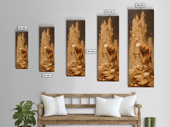 The Bone Sculptor, Surreal Apocalyptic Art, Tall Narrow Wall Art, Gothic Horror Wall Art, Canvas Print, Halloween Wall Art