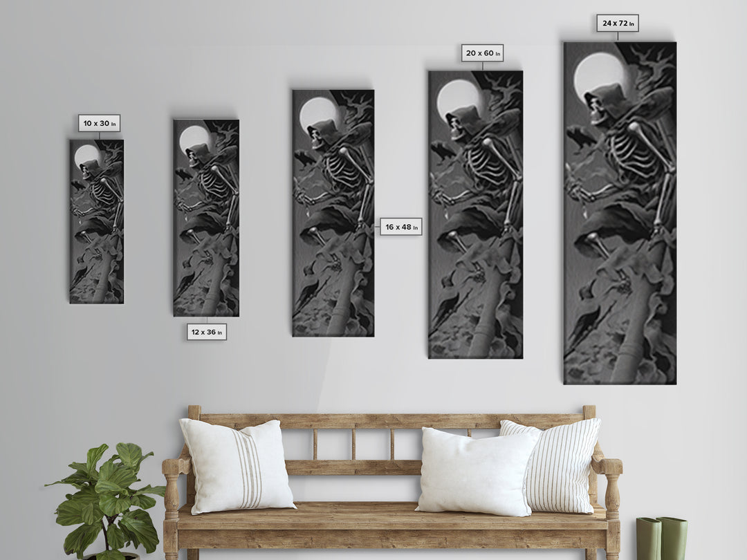 The Bone Sculptor, Biomechanical Horror Art, Tall Narrow Wall Art, Dark Fantasy Wall Art, Canvas Print, Halloween Wall Art