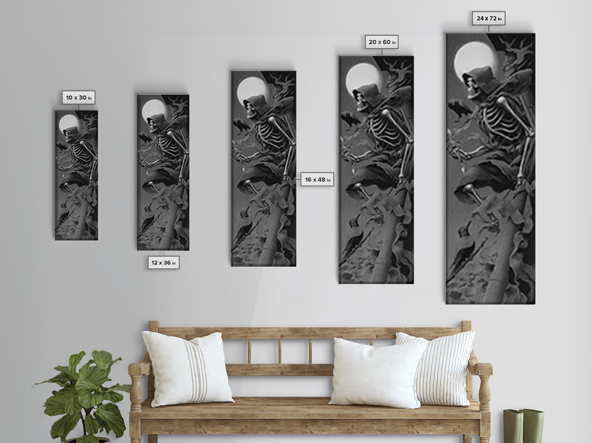 The Bone Sculptor, Biomechanical Horror Art, Tall Narrow Wall Art, Dark Fantasy Wall Art, Canvas Print, Halloween Wall Art