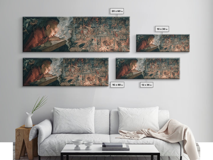 The Dream Eater, Medieval Grotesque Art, Extra Wide Wall Art, Macabre Wall Art, Canvas Print, Halloween Wall Art