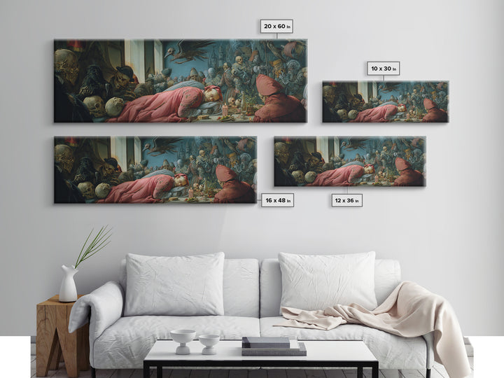The Dream Eater, Danse Macabre Art, Extra Wide Wall Art, Dark Halloween Decor, Canvas Print, Halloween Wall Art