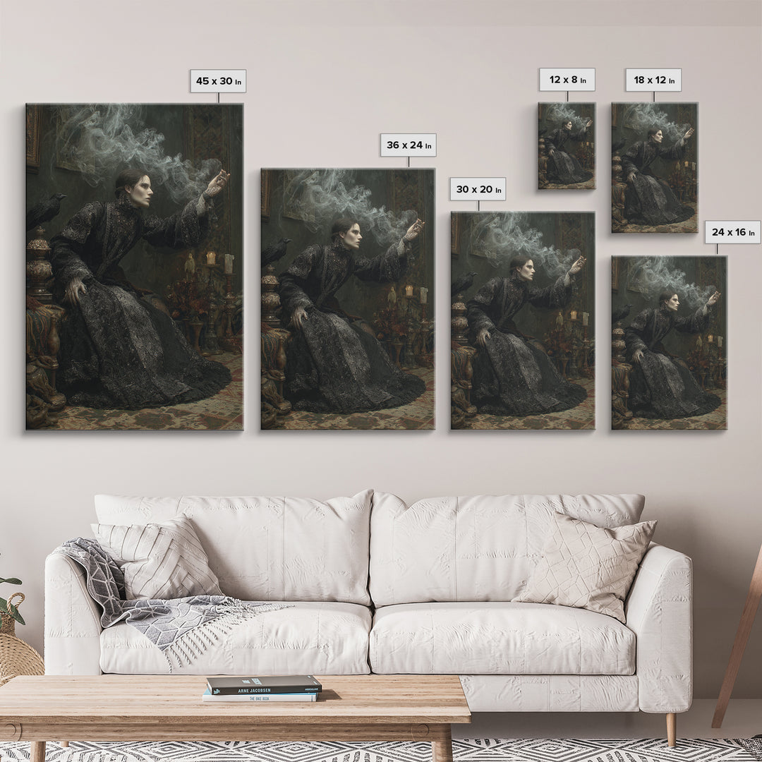 The Dream Eater, Ornate Symbolist Art, Vertical Wall Art, Dark Halloween Decor, Framed Canvas Print, Halloween Wall Art