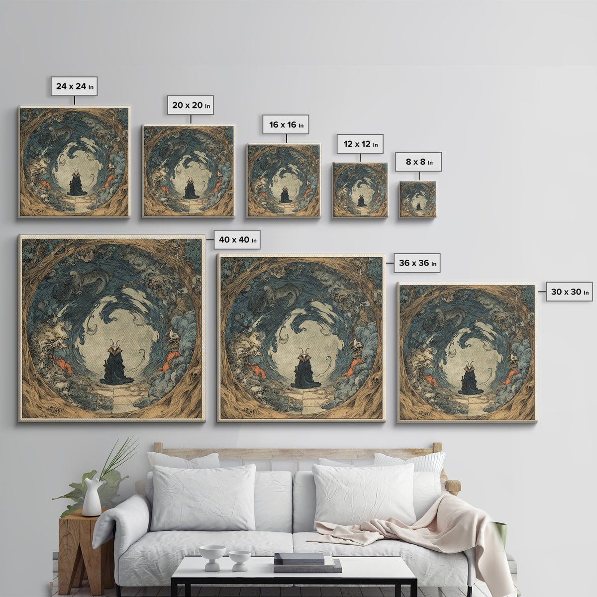 The Dream Eater, Gothic Storybook Art, Square Wall Art, Gothic Horror Wall Art, Canvas Print, Halloween Wall Art, Seasonal Home Decor