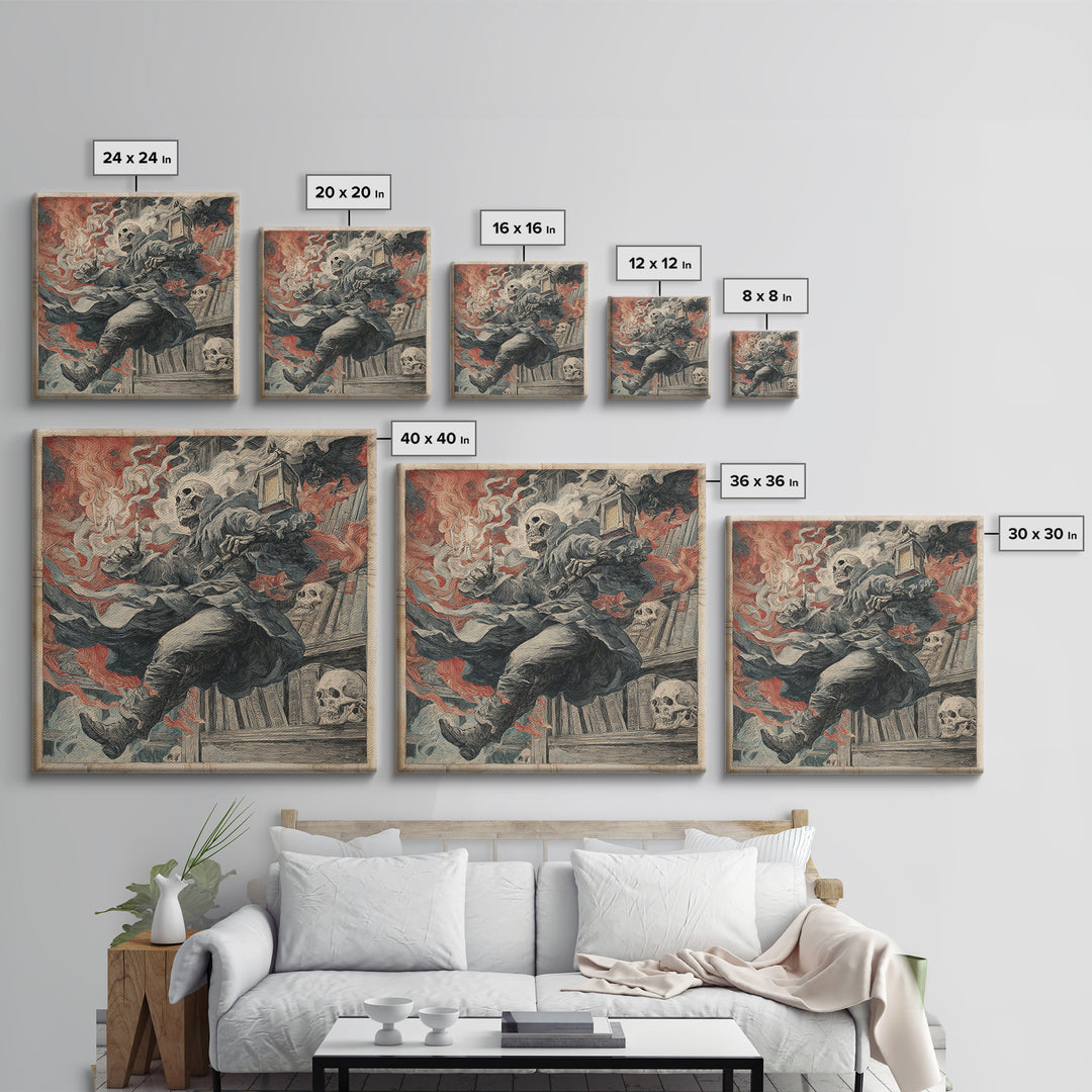 The Crypt Librarian, Grotesque Carnival Art, Square Wall Art, Dark Halloween Decor, Canvas Print, Halloween Wall Art, Statement Wall Art