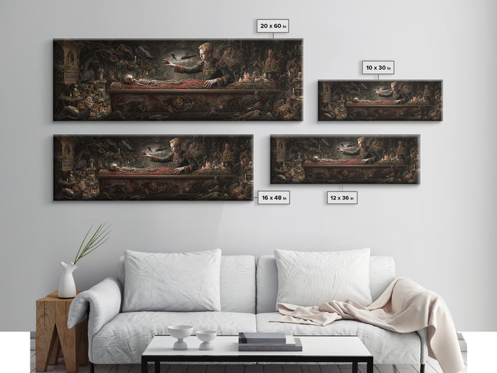 The Royal Coffin Maker, Medieval Grotesque Art, Extra Wide Wall Art, Gothic Horror Wall Art, Canvas Print, Halloween Wall Art