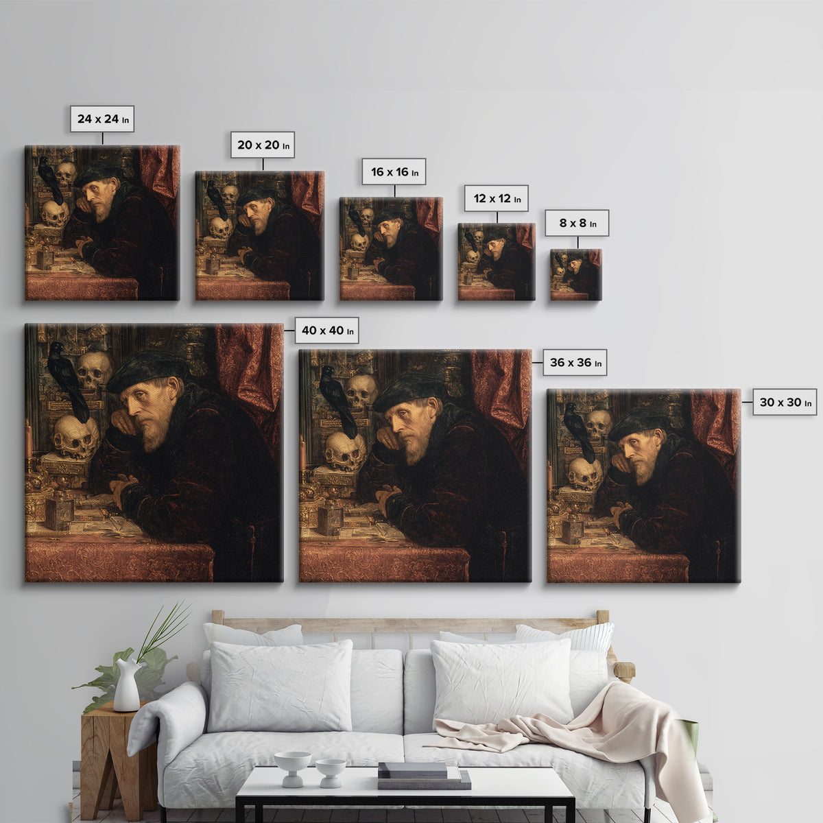 The Royal Coffin Maker, Danse Macabre Art, Square Wall Art, Dark Fantasy Wall Art, Framed Canvas Print, Halloween Decor