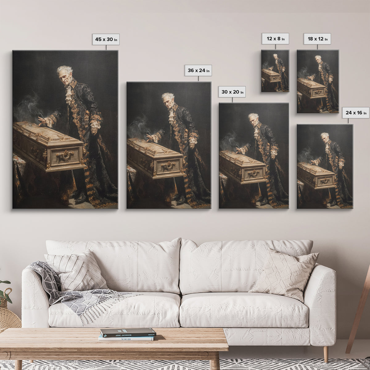 The Royal Coffin Maker, Dark Romantic Horror Art, Vertical Wall Art, Dark Halloween Decor, Framed Canvas Print, Halloween Wall Art