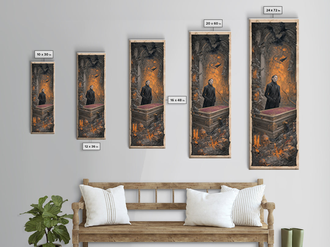 The Royal Coffin Maker, Architectural Etching Art, Tall Narrow Wall Art, Dark Fantasy Wall Art, Framed Canvas Print