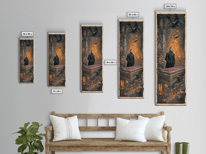 The Royal Coffin Maker, Architectural Etching Art, Tall Narrow Wall Art, Dark Fantasy Wall Art, Framed Canvas Print