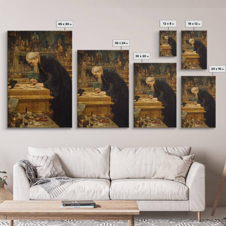 The Royal Coffin Maker, Ornate Symbolist Art, Vertical Wall Art, Dark Fantasy Wall Art, Framed Canvas Print, Halloween Wall Art
