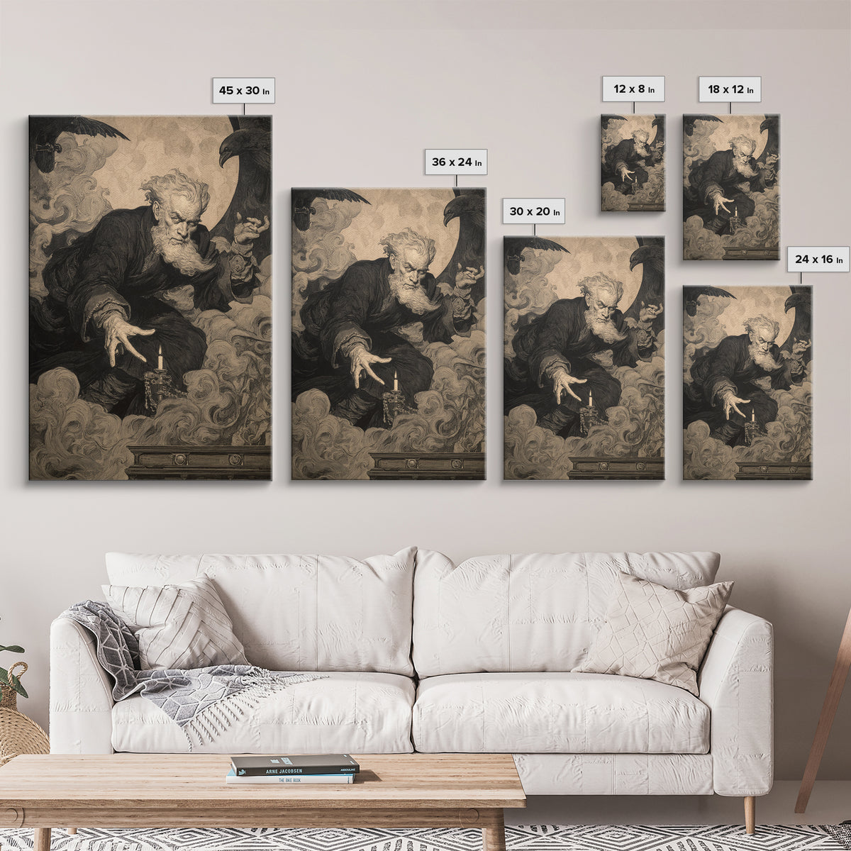 The Royal Coffin Maker, Symbolist Etching Art, Vertical Wall Art, Dark Halloween Decor, Framed Canvas Print, Halloween Wall Art